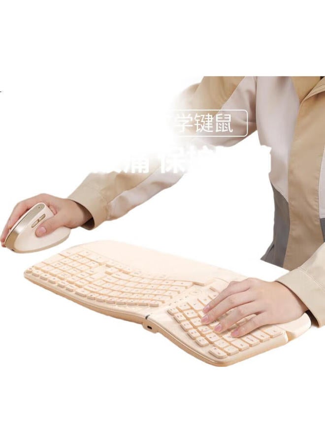 B.O.W Airworld K308Dl Ergonomic Three-Mode Wired Wireless Bluetooth Charging Keyboard For Laptop Ipad Tablet Universal Silent Wrist Rest Keyboard Matcha Green - Image 3