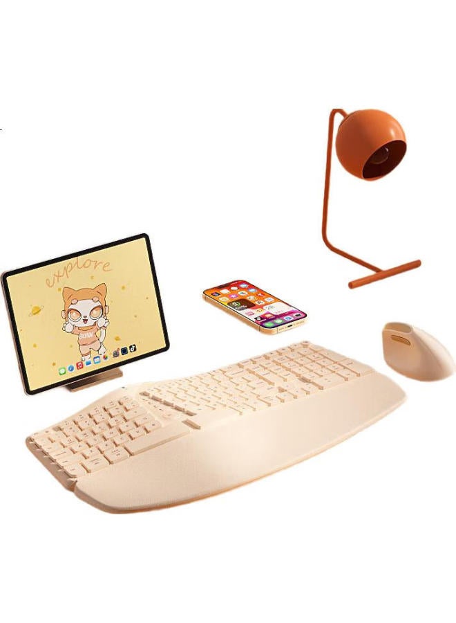 B.O.W Airworld K308Dl Ergonomic Three-Mode Wired Wireless Bluetooth Charging Keyboard For Laptop Ipad Tablet Universal Silent Wrist Rest Keyboard Matcha Green - Image 2