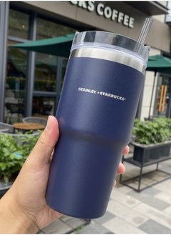 Stanley x Starbuck Premium 304 Stainless Steel Insulated Bottle with Straw –  Hot & Cold Vacuum Flask for Travel, Office, or Gym – Leak-Proof, Eco-Friendly, Durable Design with Spray-Coated Finish – Portable Thermal Mug for Coffee, Tea & Water