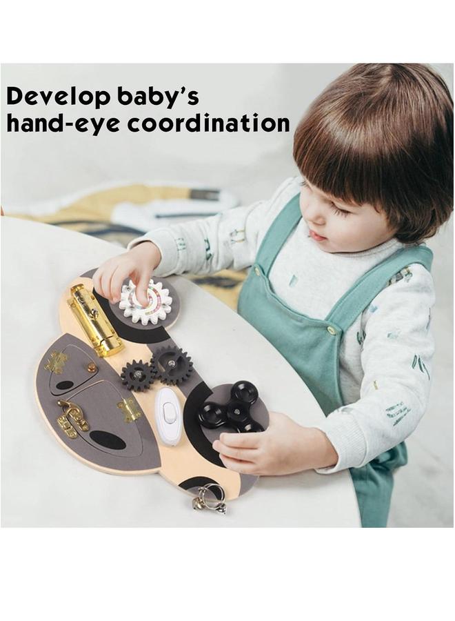 Wooden Busy Board for Toddler, Montessori Activity Playboards with Lock Latches Gear, Children's Early Education Puzzle Unlocking Car, Educational Toys Kids Boys Girls  - Image 3