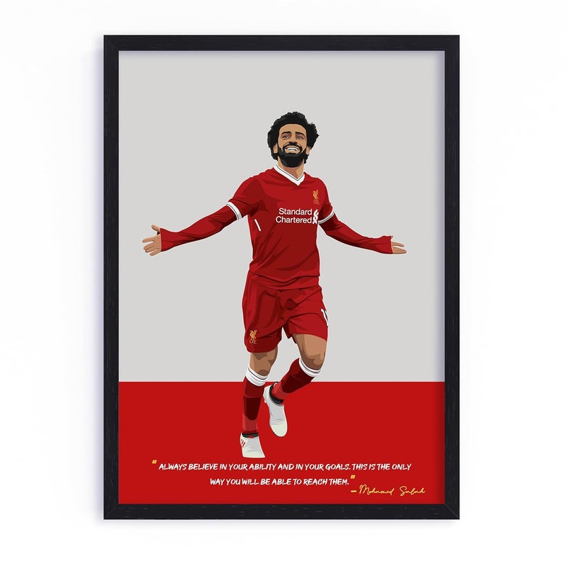 QUOTE - UNQUOTE ART QUOTE UNQUOTE ART Mohammed Salah Framed Poster Liverpool Frames 13x17 inches Black Frame - Image 1