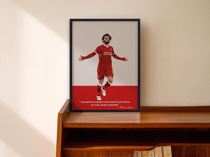 QUOTE - UNQUOTE ART QUOTE UNQUOTE ART Mohammed Salah Framed Poster Liverpool Frames 13x17 inches Black Frame - Image 2