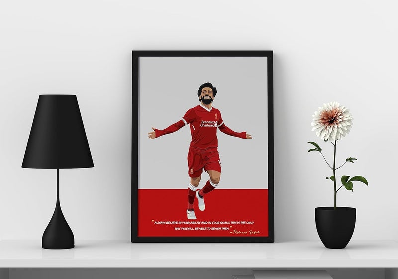 QUOTE - UNQUOTE ART QUOTE UNQUOTE ART Mohammed Salah Framed Poster Liverpool Frames 13x17 inches Black Frame - Image 4