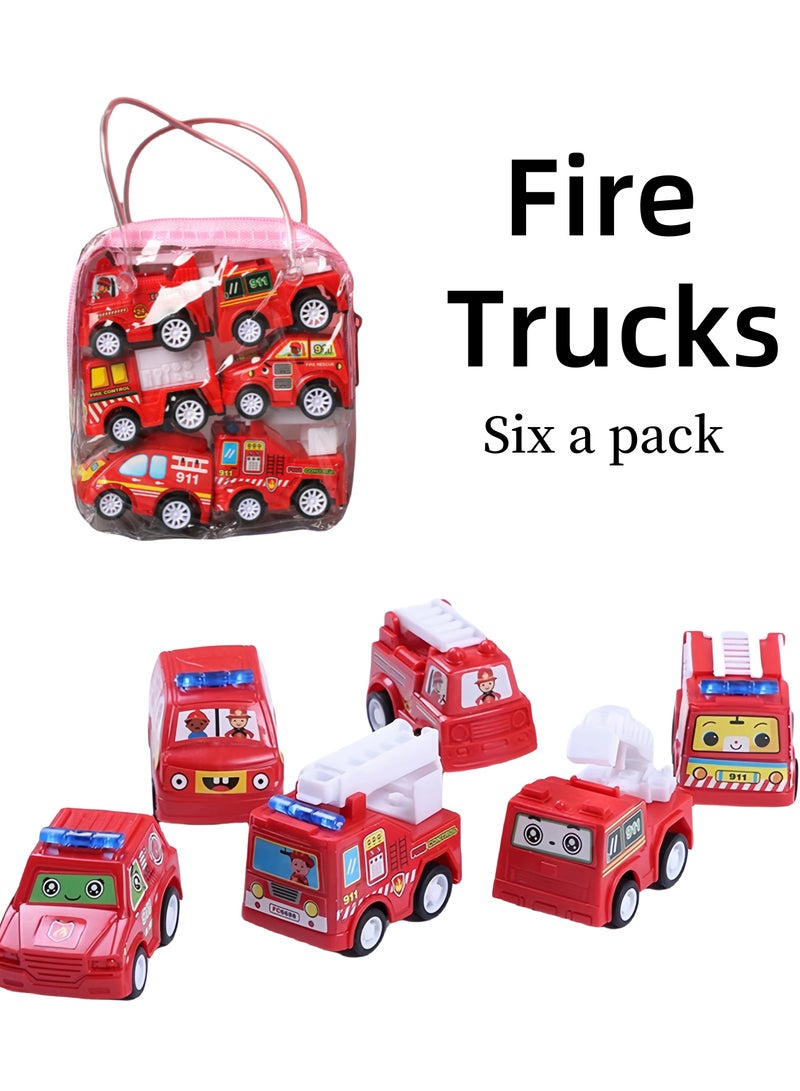 6pcs Pull Back Car Toys Car,Children Racing Car Baby Mini Cars,Toddlers Early Educational Toys,Pull Back Car Kids Toys For Children Boy Gifts (Fire Truck Set)  - Image 1