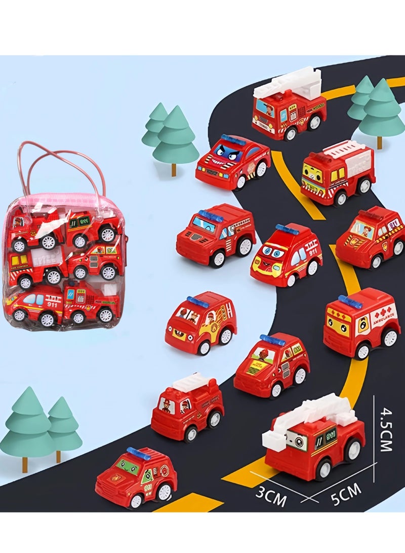 6pcs Pull Back Car Toys Car,Children Racing Car Baby Mini Cars,Toddlers Early Educational Toys,Pull Back Car Kids Toys For Children Boy Gifts (Fire Truck Set)  - Image 2