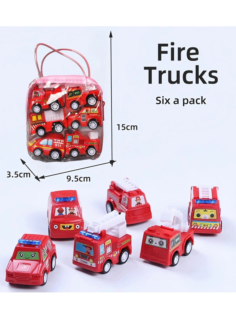 6pcs Pull Back Car Toys Car,Children Racing Car Baby Mini Cars,Toddlers Early Educational Toys,Pull Back Car Kids Toys For Children Boy Gifts (Fire Truck Set)  - Image 3
