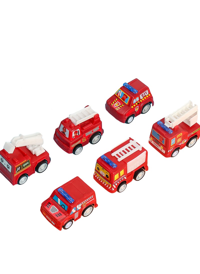 6pcs Pull Back Car Toys Car,Children Racing Car Baby Mini Cars,Toddlers Early Educational Toys,Pull Back Car Kids Toys For Children Boy Gifts (Fire Truck Set)  - Image 4