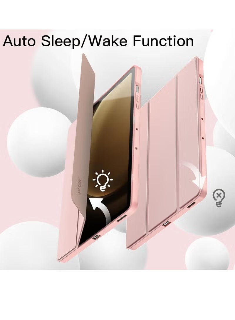 GENNEXT Case for Samsung Galaxy Tab S9 FE+ / S9 FE Plus 12.4-Inch – Soft TPU Tri-Fold Stand Protective Cover with S Pen Holder, S Pen Charging Support, Auto Wake/Sleep (Rose Gold) - Image 5