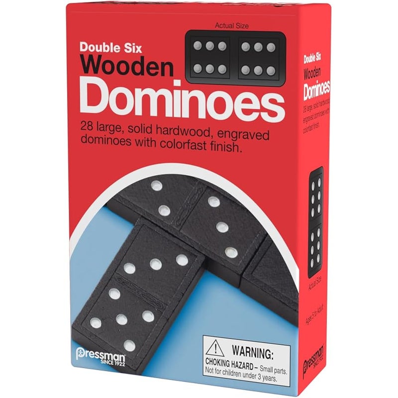 Pressman Toy Double Six Wooden Dominoes, 28 Pieces Wooden Dominoes Six - Image 3