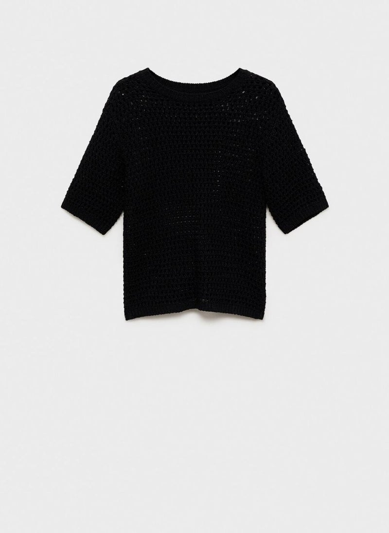 MANGO Short-Sleeved Crochet Sweater  - Image 5