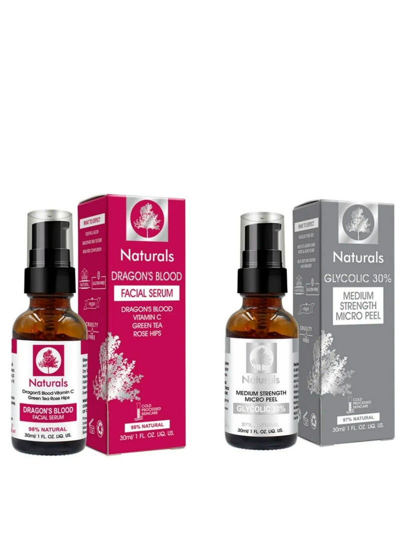 NATURALS Dragon's Blood Facial Serum 30ml+Glycolic Acid Facial Essence 30 ML - Image 1