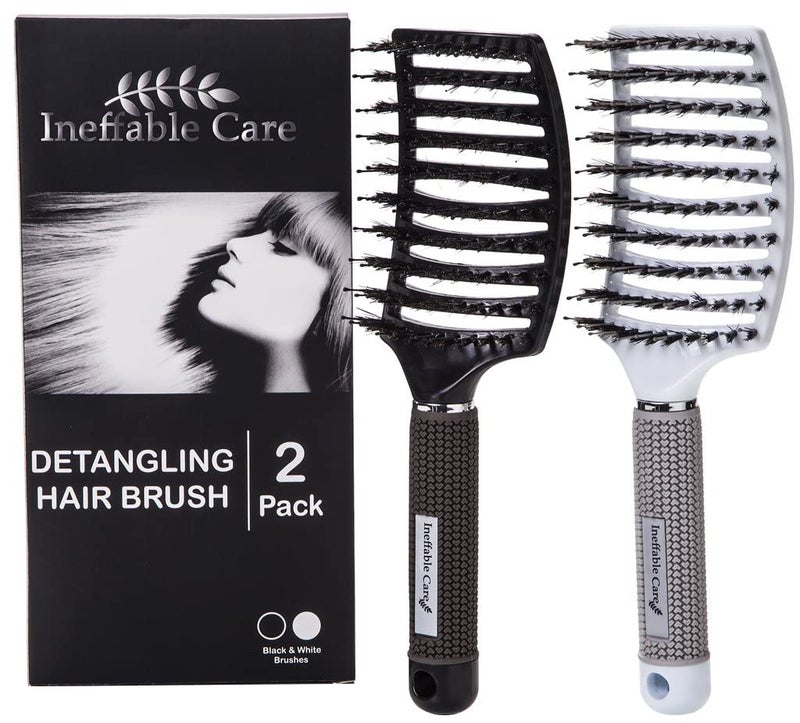 Ineffable Care Boar Bristle Hair Brush set â€“ Curved and Vented for Wet and Dry Detangling Hair Brush for Women Long, Thick, Thin, Curly & Tangled Hair Vent Brush - Stocking Stuffers Gift kit - Image 5