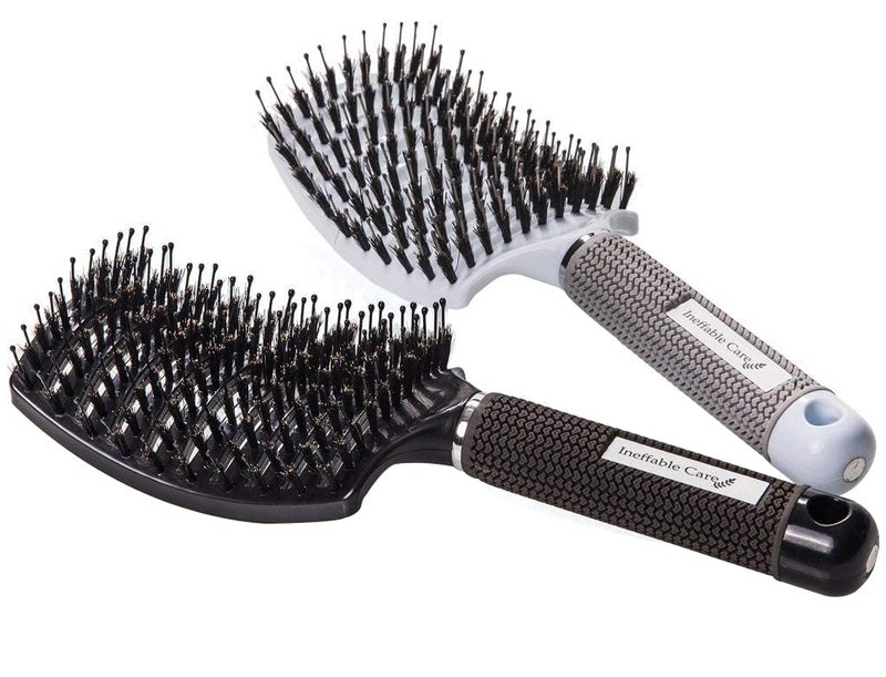 Ineffable Care Boar Bristle Hair Brush set â€“ Curved and Vented for Wet and Dry Detangling Hair Brush for Women Long, Thick, Thin, Curly & Tangled Hair Vent Brush - Stocking Stuffers Gift kit - Image 1