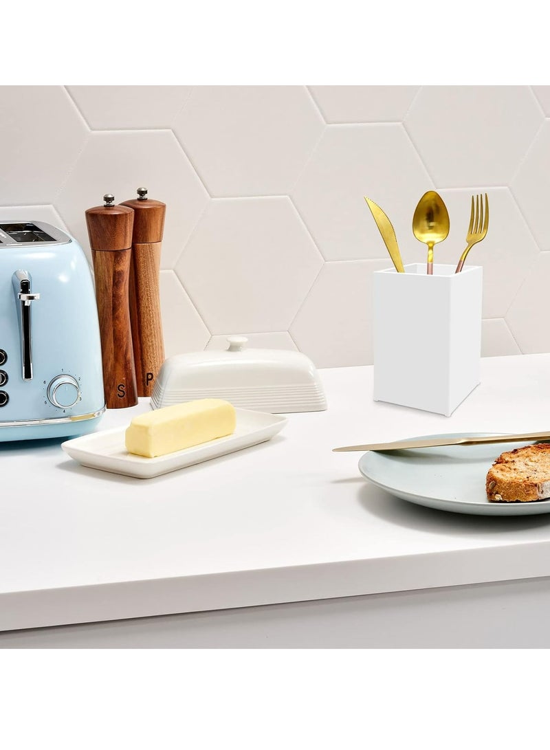 إسكدنيا بيك الأكريليك الأبيض حاوية القلم 2 بك，منظم الأدوات المكتبية للمكاتب المدارس والبيوت - Image 4