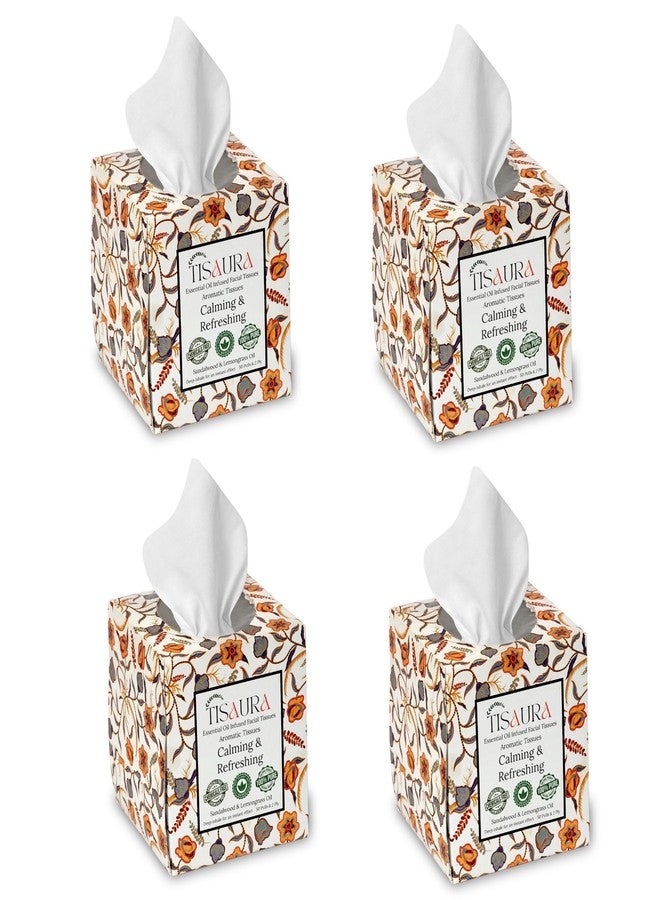 TISAURA Calming & Refreshing Aromatharepy Facial Tissues 50 Pulls (Pack of 4), 400 Sheets, 2 ply, Infused with 100% Infused with Pure Plant Based Essential Oil,Aromatherapy For Daily Stress - Image 1