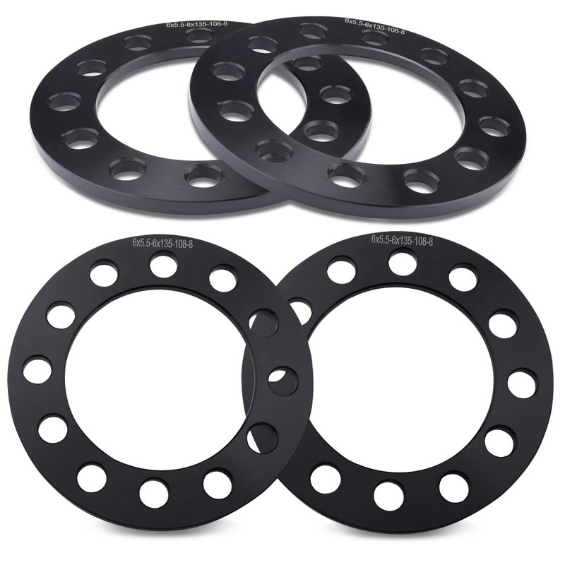 EZISOE 4pcs Black Forged 6x55 6x135 6x1397 Flat Wheel Spacers 8mm 031inch 108mm Hub Bore Replacement for Silverado 1500Suburban 1500 Sierra 1500Yukon 1500 Tacoma 6 Lug4Runner and More