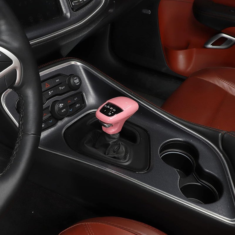Voodonala for Challenger Charger ABS Gear Shift Shifter Knobs Cover Trim for 2015-2024+ Dodge Challenger Charger Interior Accessories 2018-2024+ Durango Pink 3pcs - Image 4