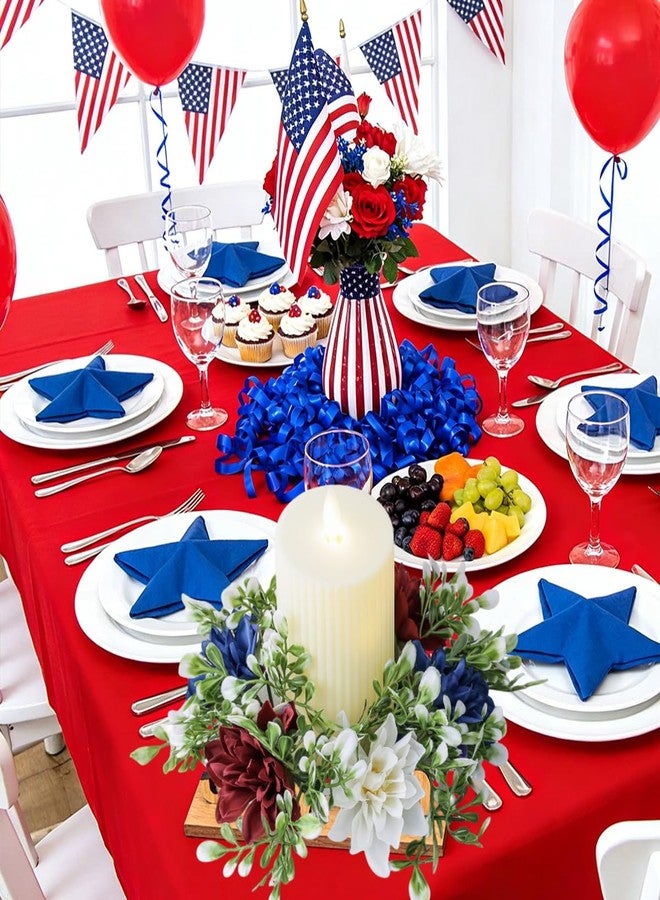 AUOCATTAIL Independence Day Candle Rings Artificial Flower Wreaths Red Blue White Holder Tables Centerpieces Home Farmhouse Decor 4th of July - Image 2