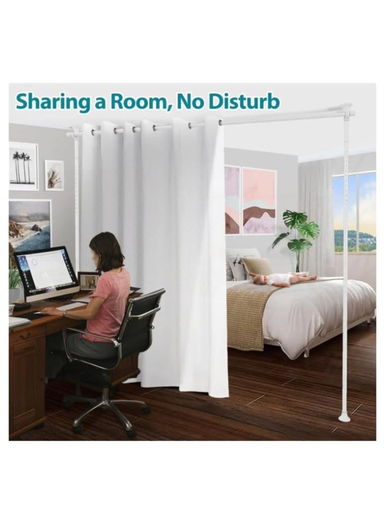 XiuWoo 2 Pack Adjustable Freestanding Room Divider, Drilling Free Tension Curtain Rods, Floor to Ceiling Wall Divider Rod, Heavy Duty Partition Dividers with 2.7*2m Hanging Curtains  - Image 2