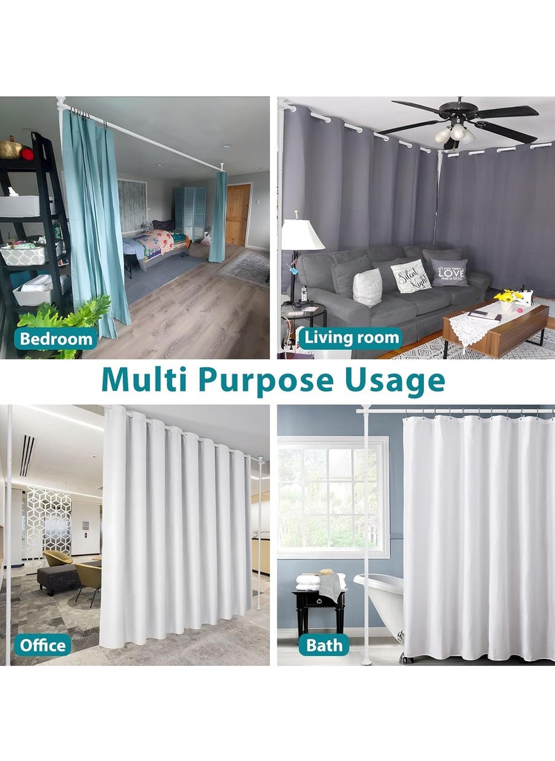 XiuWoo 2 Pack Adjustable Freestanding Room Divider, Drilling Free Tension Curtain Rods, Floor to Ceiling Wall Divider Rod, Heavy Duty Partition Dividers with 2.7*2m Hanging Curtains  - Image 4