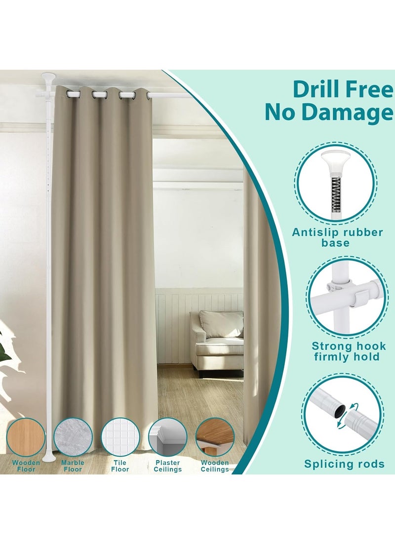XiuWoo 2 Pack Adjustable Freestanding Room Divider, Drilling Free Tension Curtain Rods, Floor to Ceiling Wall Divider Rod, Heavy Duty Partition Dividers with 2.7*2m Hanging Curtains  - Image 5