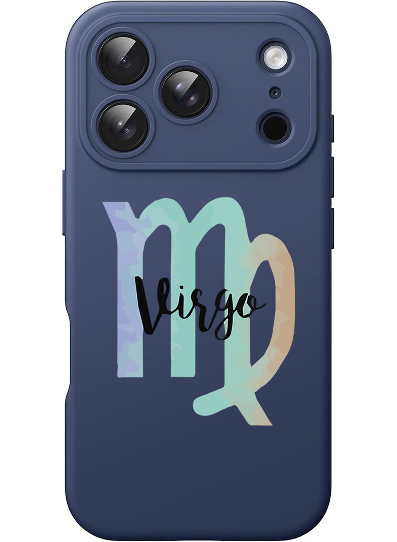 Theodor Protective Slim Fit Case Liquid Silicone Cover with Full Body Protection Anti-Scratch Shockproof Case For Apple iPhone 17 Pro Max (Blue) Virgo-01 - White - Image 1