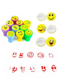 Emoji Stamps for Kids - 10 Pack Self-Inking Smiley Face Stampers for Birthday Party Supplies, Goodie Bags, Classroom Rewards, Teacher Supplies, Includes 3 Emoji Badges - pzsku/ZA82FFFB09610D6B78596Z/45/_/1738519261/128da32c-c50b-4e3f-a531-60492a60dbf5