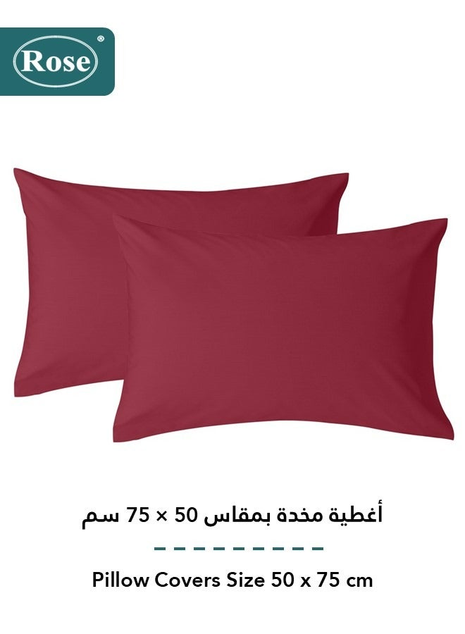 Rose Luxurious Plain Fitted Sheet with Deep Pockets and Pillow Cases, Bed Sheet 3-Pieces Set, Soft & Cozy Microfiber Breathable and Cooling, King Size 200x200+38 cm, Burgundy - Image 4