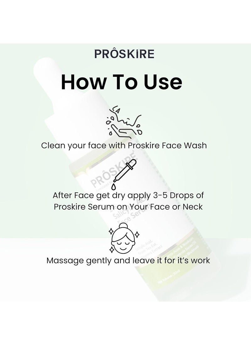 PROSKIRE - Proskire 2% Salicylic Acid Serum For Acne, Blackheads & Whiteheads | Control Oil & Bumpy Texture | BHA Exfoliant - 30 ml - Image 1