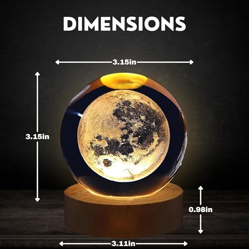 GITGRNTH 2 Pcs 3D Saturn & Moon Crystal Ball Lamp with Wooden Base, USB Powered RGB Crystal Night Light, Celestial Planets Edition, Perfect for Creating a Dreamy Atmosphere. - Image 3