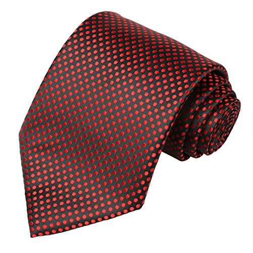 KissTies Mens 63'' XL Black Tie Red Polka Dots Extra Long Necktie + Gift Box - Image 1