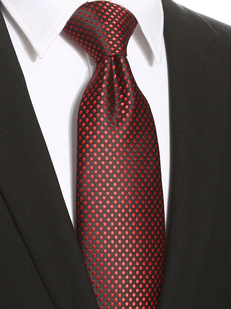 KissTies Mens 63'' XL Black Tie Red Polka Dots Extra Long Necktie + Gift Box - Image 3