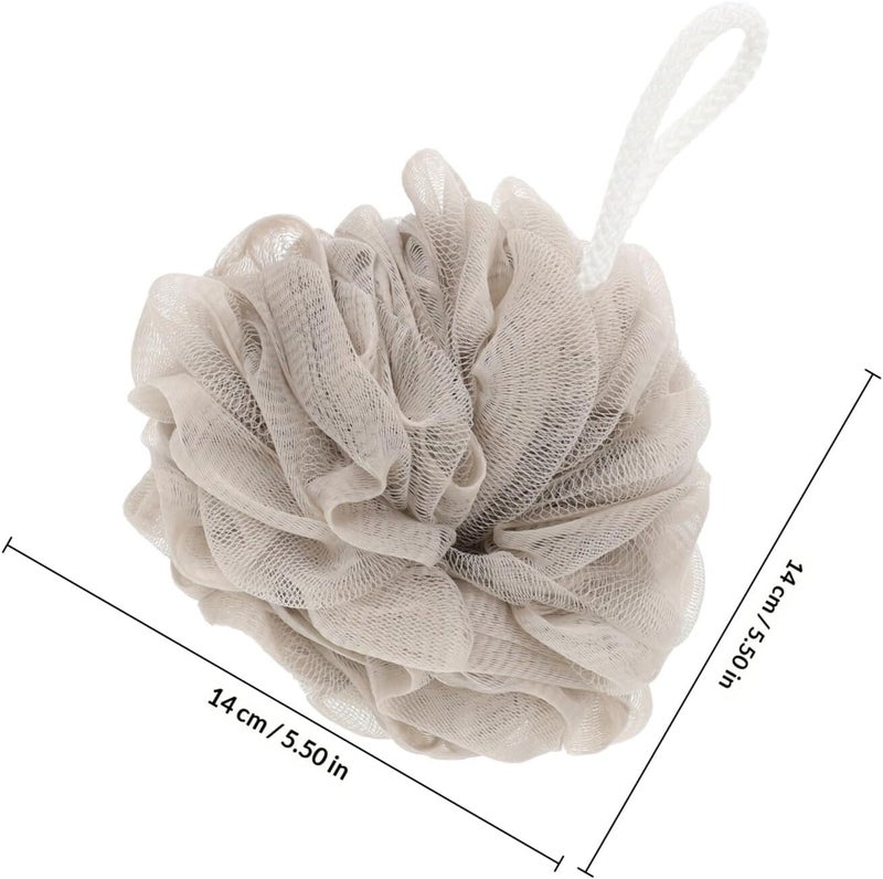 iplusmile 6pcs Khaki Bath Sponges with Lanyard, Wear-Resistant Shower Mesh Poufs for Daily Household and Travel Use, Convenient Exfoliating Body Scrubbing Accessories - Image 2