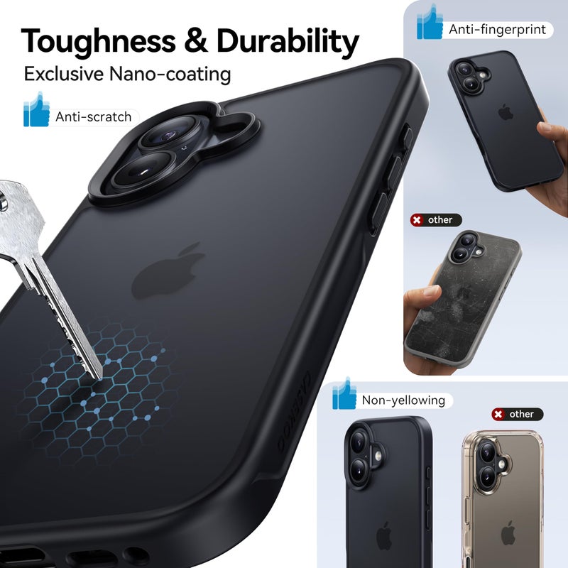 CASEKOO Armor Shockproof Designed for iPhone 17 Case [16FT Military Grade Protection] Matte Finish Protective Phone Case Anti-Fingerprint Thin Slim Hard Cover for iPhone 17 - Black - Image 4