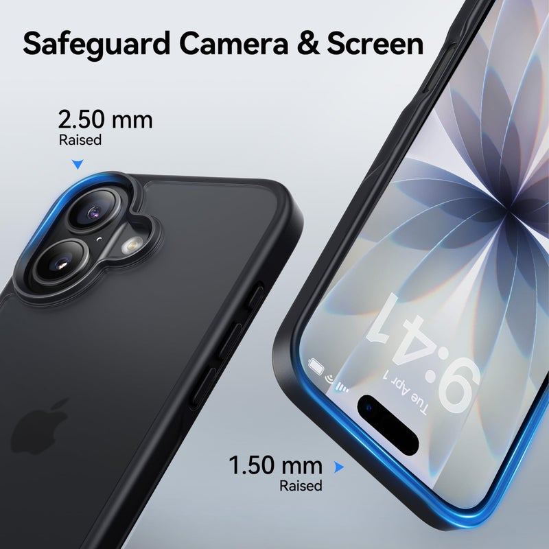 CASEKOO Armor Shockproof Designed for iPhone 17 Case [16FT Military Grade Protection] Matte Finish Protective Phone Case Anti-Fingerprint Thin Slim Hard Cover for iPhone 17 - Black - Image 3