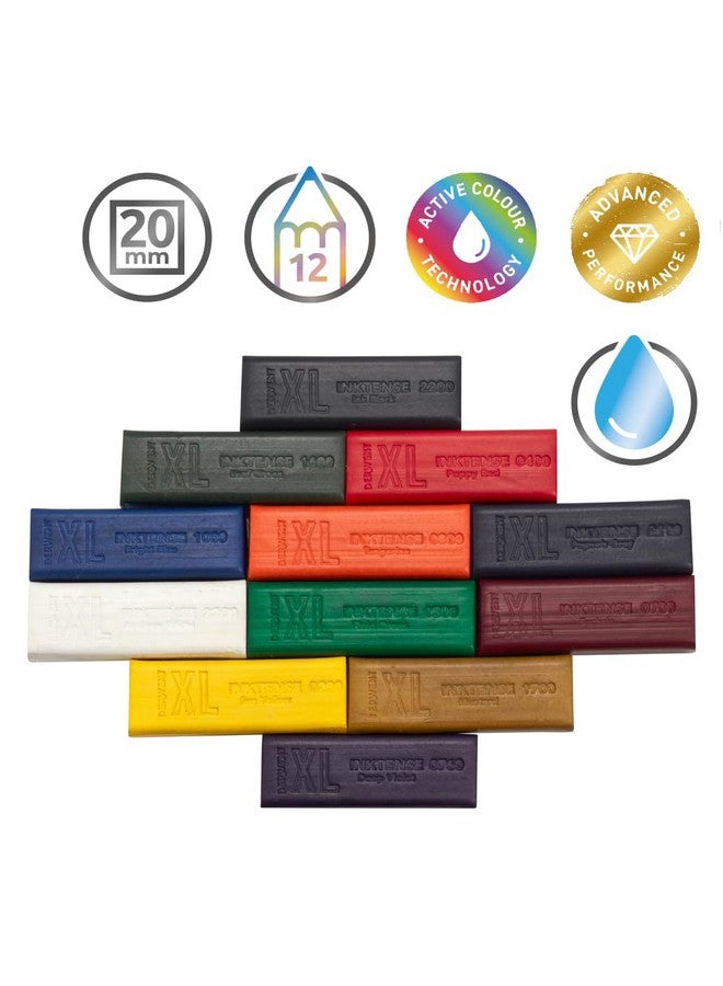 Derwent Inktense XL Blocks 12 Tin, Set of 12, 60mm Extra-Large Block, Water-soluble, Ideal for Sketching, Drawing and Expressive Mark Making, Professional Quality (2306162) - Image 4