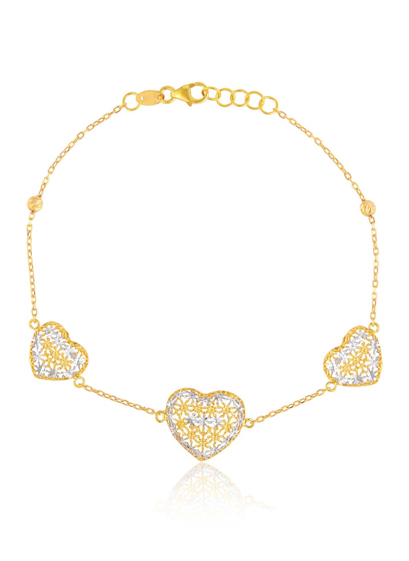 BAFLEH JEWELLERY - 22k Gold Heart Shaped Bracelet Perfect Valentine's Gift - Image 1