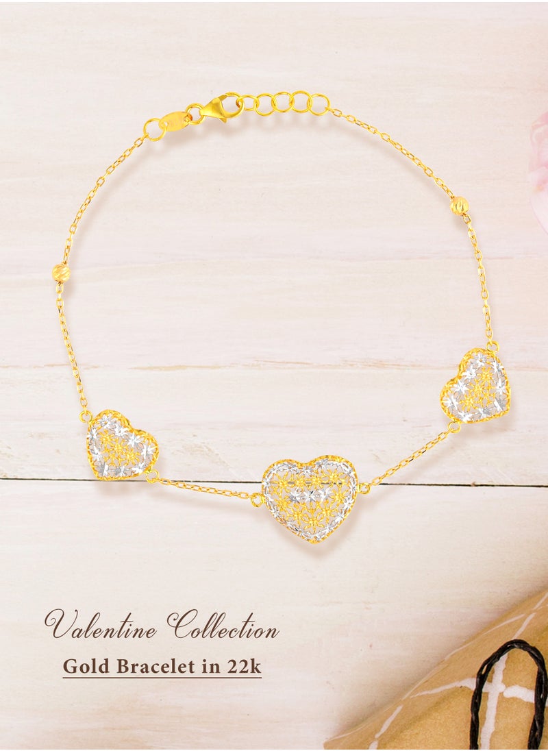 BAFLEH JEWELLERY - 22k Gold Heart Shaped Bracelet Perfect Valentine's Gift - Image 1