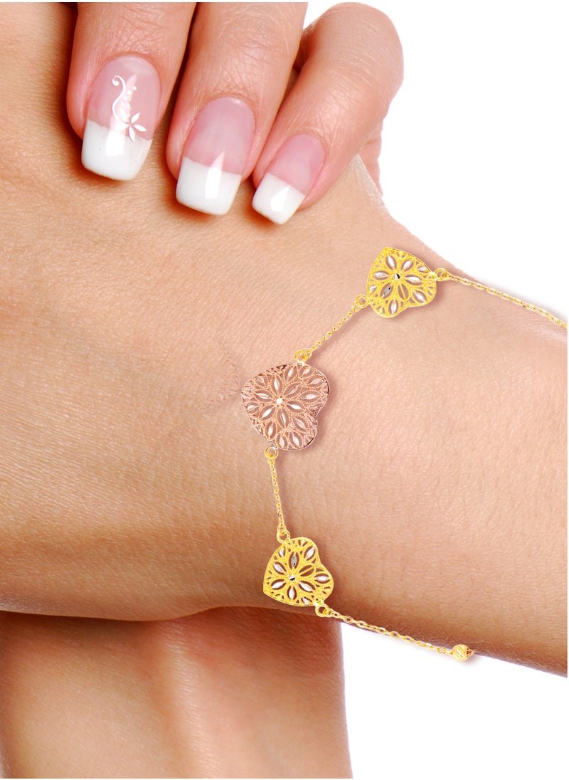 BAFLEH JEWELLERY - 22k Gold Heart Shaped Bracelet Perfect Valentine's Gift - Image 1
