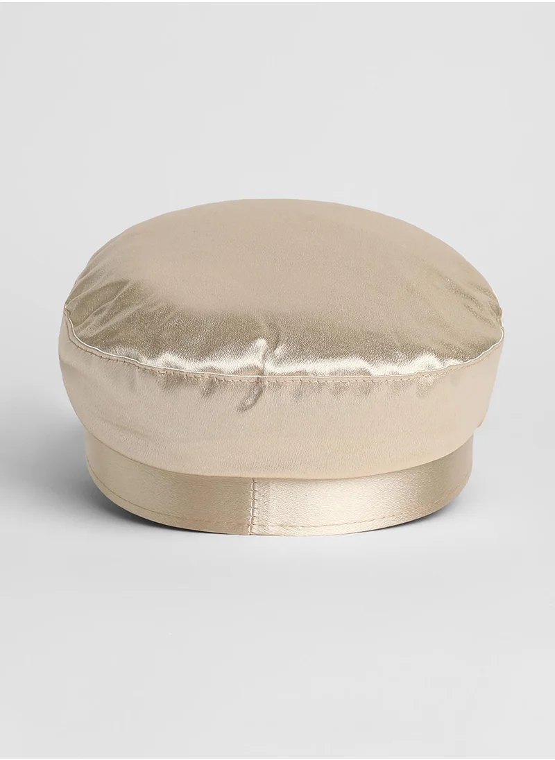 Haute Sauce Chain-Lined Satin Bakerboy Cap - Saltbox Beige