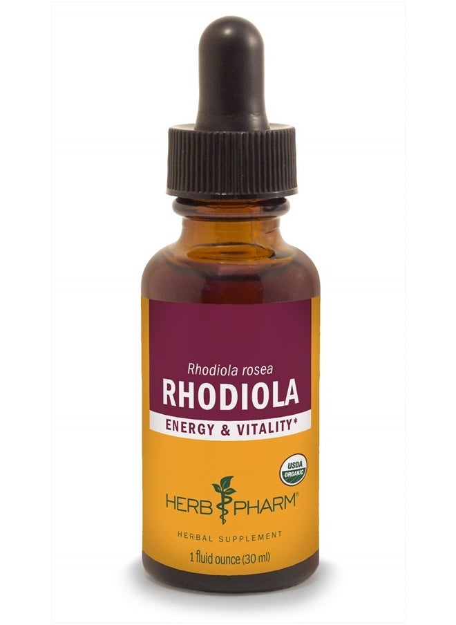 HERB PHARM Certified Organic Rhodiola Root Extract for Energy, Endurance and Stamina, Organic Cane Alcohol, 1 Ounce (090700003555)  - Image 1