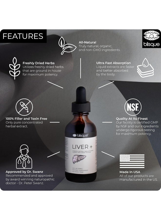 Blisque – Liver Complex Supplement to Detox, Cleanse, and Repair The Liver | Doctor-Approved | Natural Ingredients | Milk Thistle and Dandelion Root | 2 Ounce | 59 Servings - Image 3