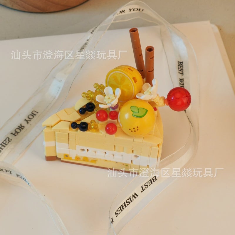 Flower Cake Chinese Building Blocks Food Fruit Model Assembled Toys Creative Ornaments Girl Series Birthday Gift - Image 1