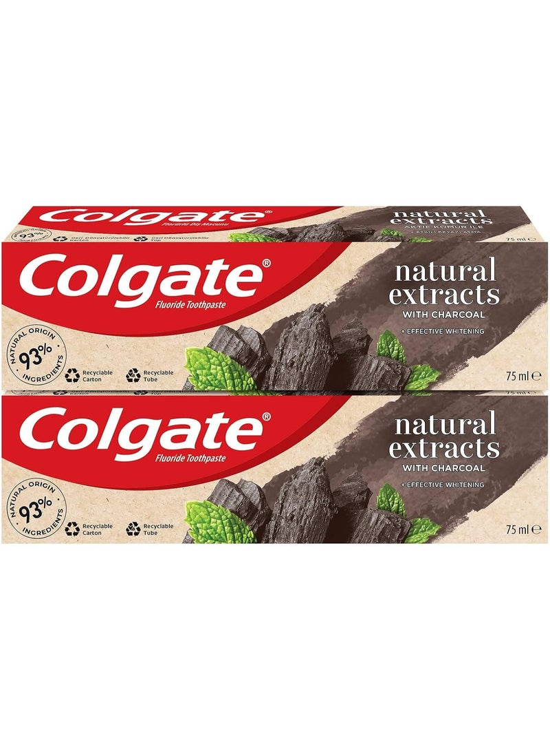Colgate Natural Extracts Charcoal Whitening Toothpaste 75ml 2 pieces Value Pack - Image 1
