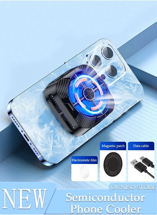 DUNISO Magnetic Semi-Conductor Cooling Chip for Live Streaming and Gaming, Fast Phone Cooling Fan with RGB Lights and Fast Charging, Cellphone Radiator for Mobile Gaming TikTok Live Strea  - Image 1
