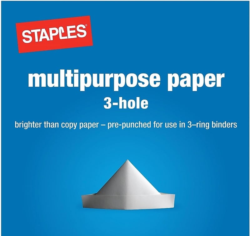 Staples Multipurpose Paper, 8 1/2 x 11, 3-Hole Punched, Ream - Image 3