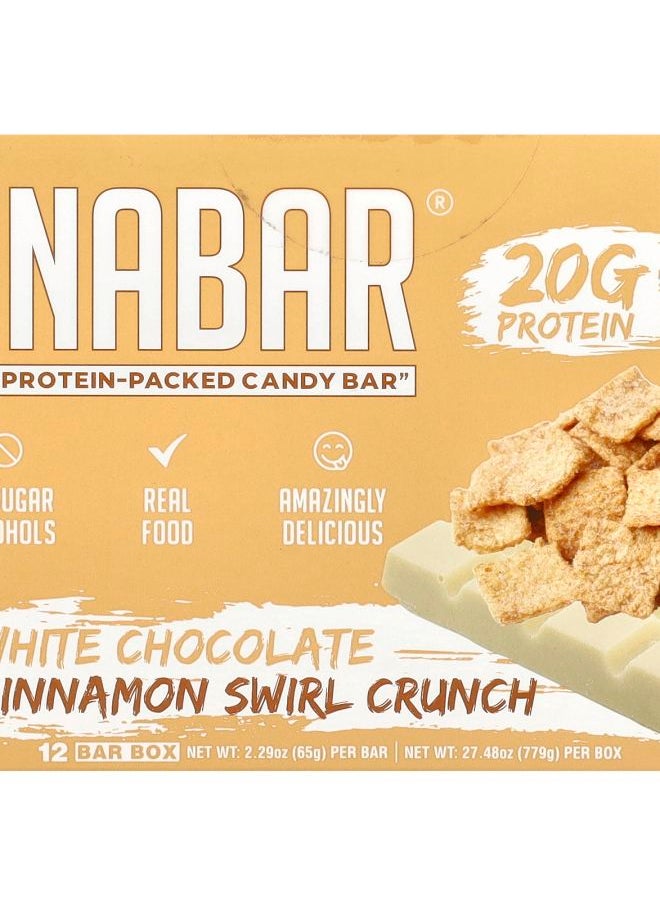 The Anabar The Protein-Packed Candy Bar White Chocolate Cinnamon Swirl Crunch 12 Bars 2.29 oz (65 g) Each 