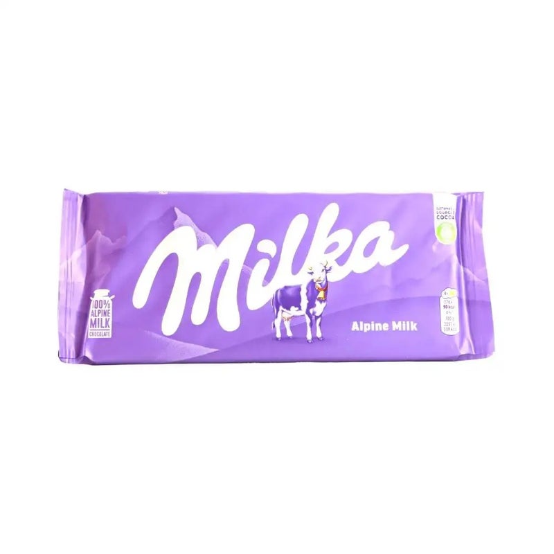 Milka لوح شوكولاتة حليب ميلكا الألبية - 100 جرام - Image 1