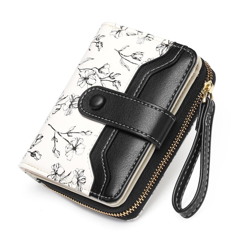 GAEKEAO Womens Wallet Slim Thin RFID Blocking Floral Leather Card Holder Bifold Long Ladies Wallet with Zipper Pocket - Image 1