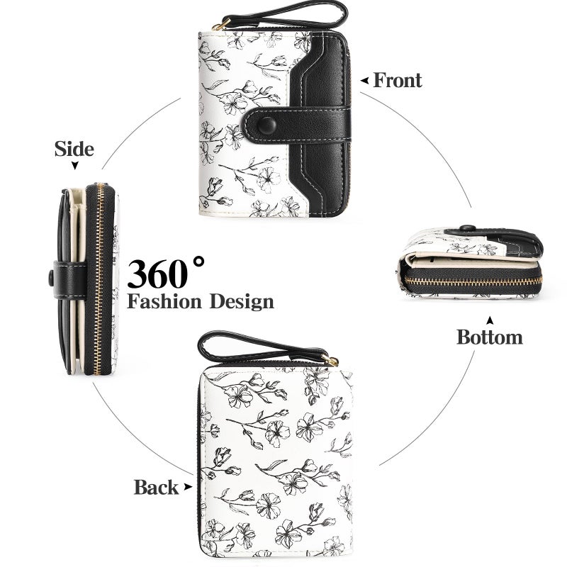 GAEKEAO Womens Wallet Slim Thin RFID Blocking Floral Leather Card Holder Bifold Long Ladies Wallet with Zipper Pocket - Image 4